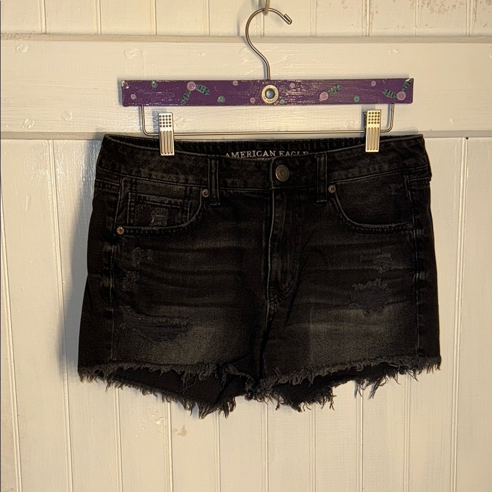 American Eagle Black Tomgirl Denim Shorts